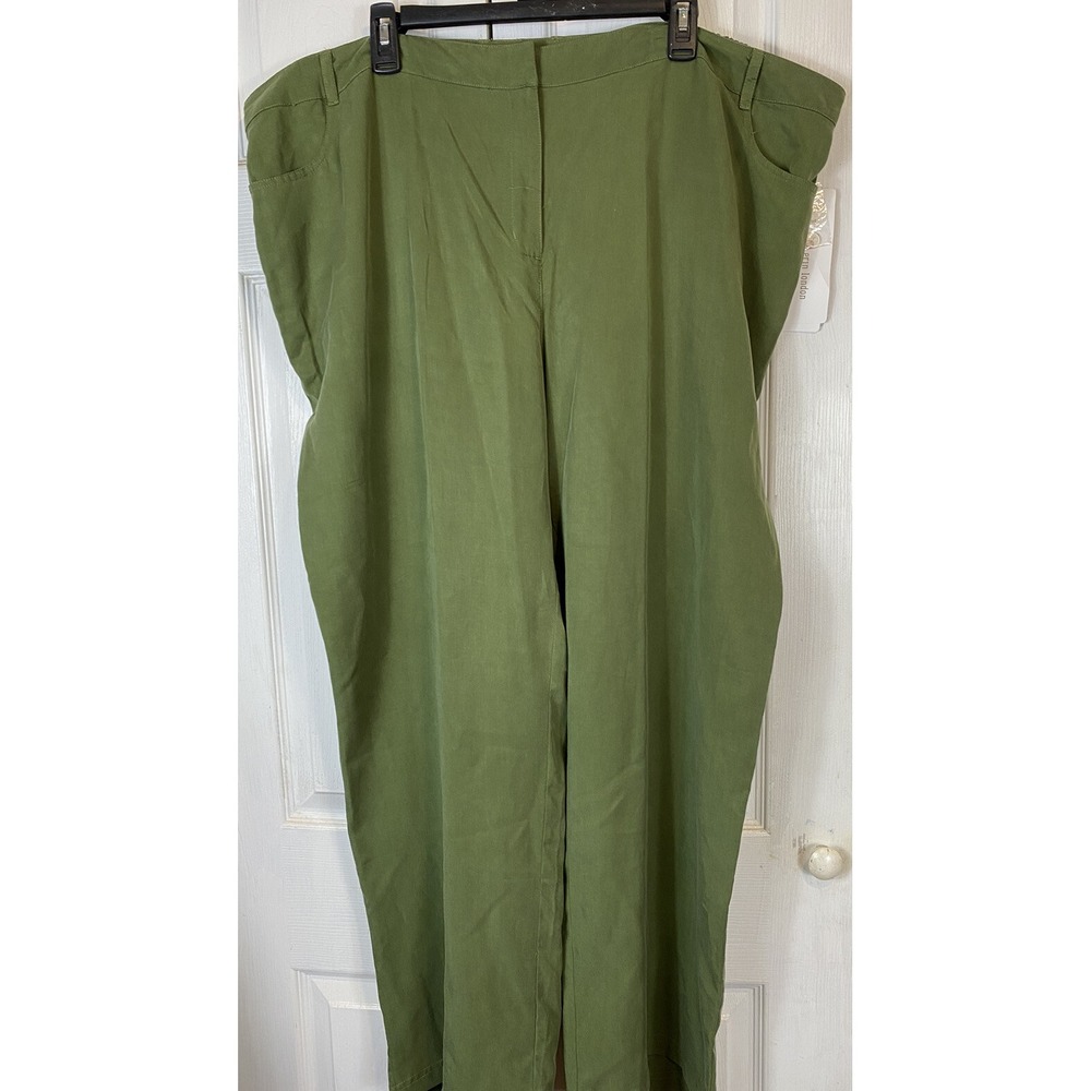 Erin London Womens Pants 20w olive Army Green Pull On Elastic Waist Pockets NEW - Picture 2 of 7